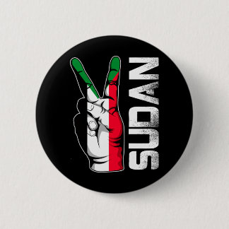 Retro Patriotic Victory Sudan Flag Fingers 6 Cm Round Badge