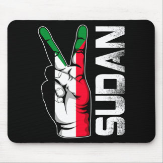 Retro Patriotic Victory Sudan Flag Fingers Mouse Pad