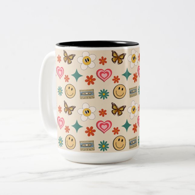 Retro Pattern 01 Two-Tone Coffee Mug (Front Left)