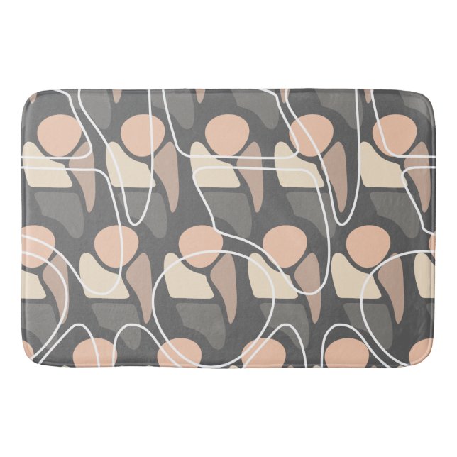 Retro Pattern Abstract Man Peach Slate Grey Bath Mat (Front)