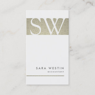 Retro Pattern Accountant Monogram Business Card
