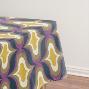Retro Pattern  Blue Yellow Berry White Tablecloth