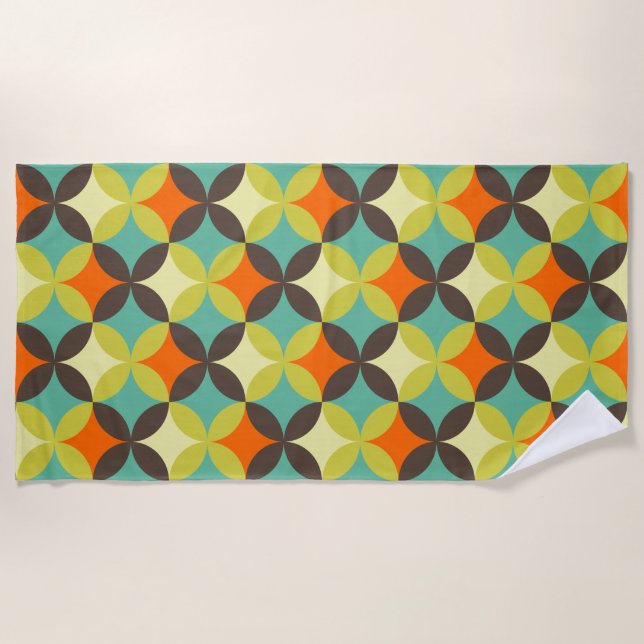 Retro pattern coloured beach towel (Front)