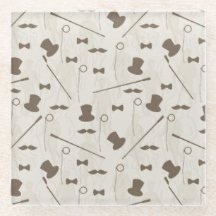 Retro pattern for man 2 glass coaster