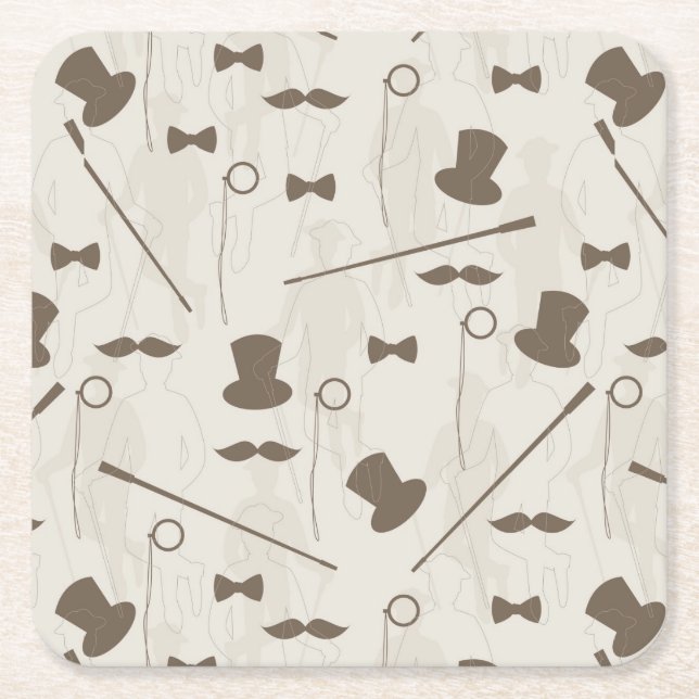 Retro pattern for man 2 square paper coaster (Front)