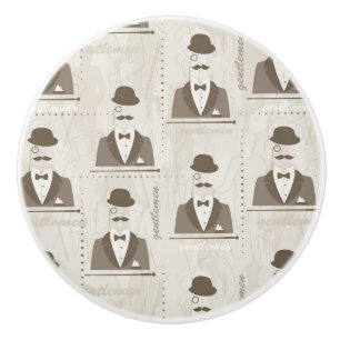 Retro pattern for man ceramic knob