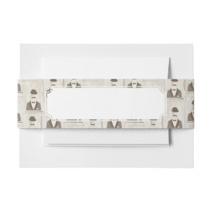 Retro pattern for man invitation belly band