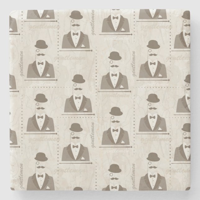 Retro pattern for man stone coaster (Front)