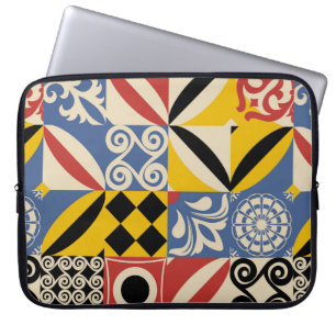 Retro pattern from bright simple geometric shapes laptop sleeve