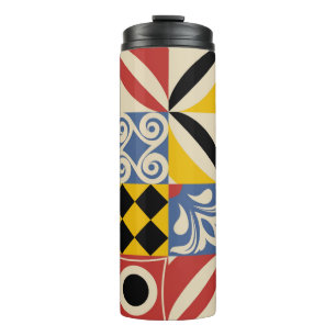 Retro pattern from bright simple geometric shapes  thermal tumbler