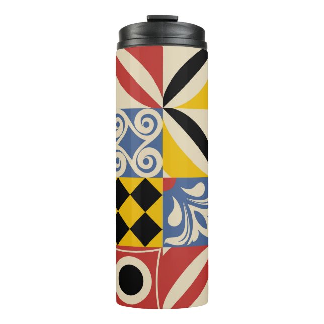 Retro pattern from bright simple geometric shapes  thermal tumbler (Front)