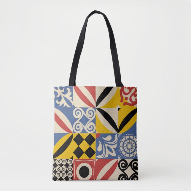 Retro pattern from bright simple geometric shapes  tote bag (Front)
