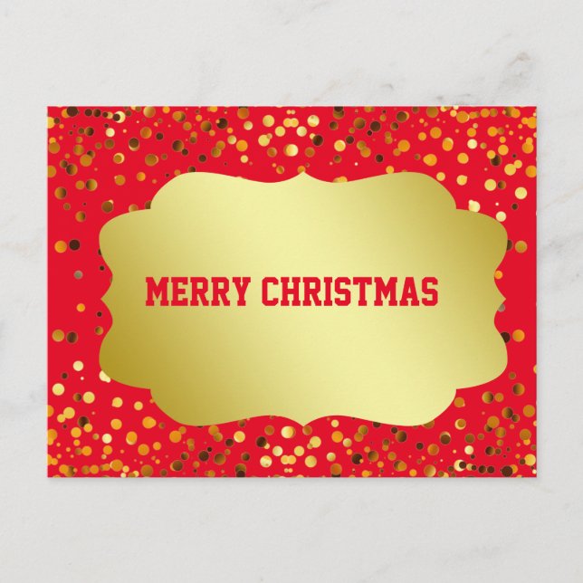 Retro Pattern Gold Emblem Gold Glitter Christmas Holiday Postcard (Front)