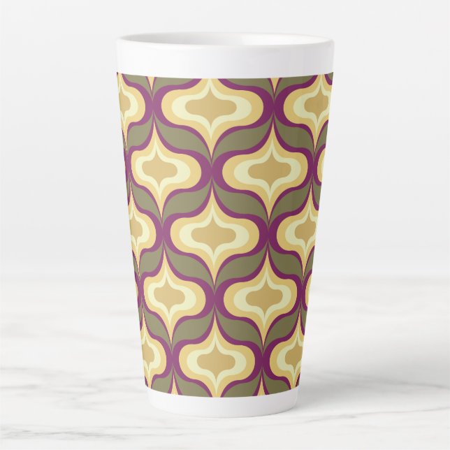 Retro Pattern  Green Yellow White  Latte Mug (Front)