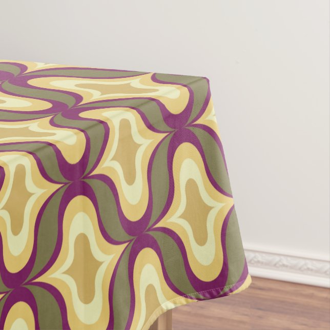 Retro Pattern  Green Yellow White  Tablecloth (In Situ)