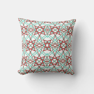 Retro Pattern In Red, White And Turquoise. Cushion