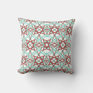 Retro Pattern In Red, White And Turquoise. Cushion