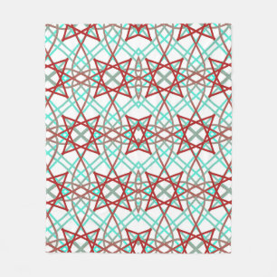 Retro Pattern In Red, White And Turquoise. Fleece Blanket