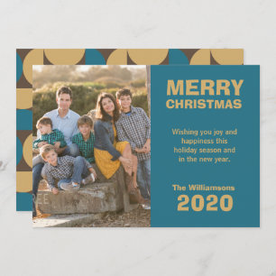 Retro Pattern Merry Christmas Family Photo Holiday Card