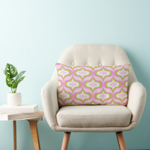 Retro Pattern Pink Lumbar Cushion