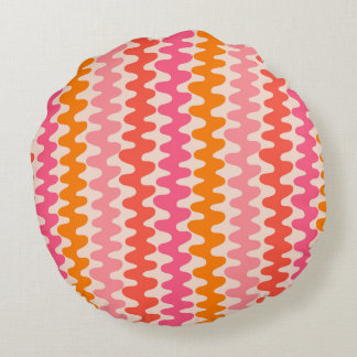 Retro pattern pink & orange round cushion