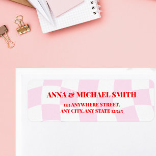 Retro Pattern Pink Red Return Address