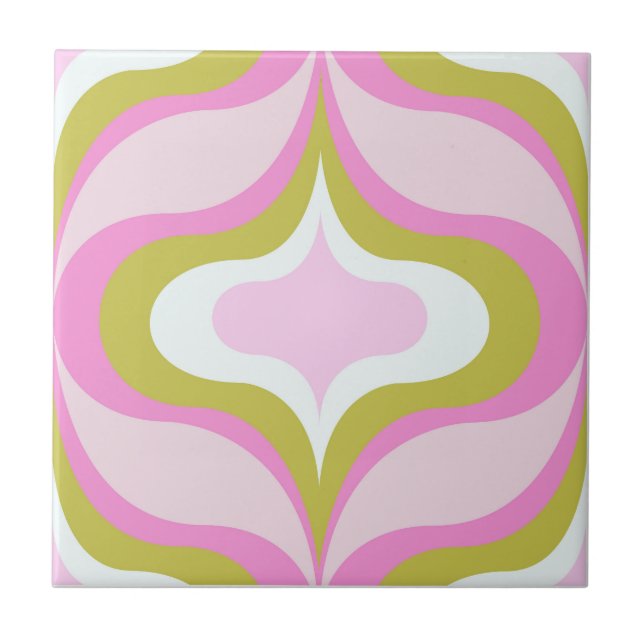 Retro Pattern Pink  Tile (Front)