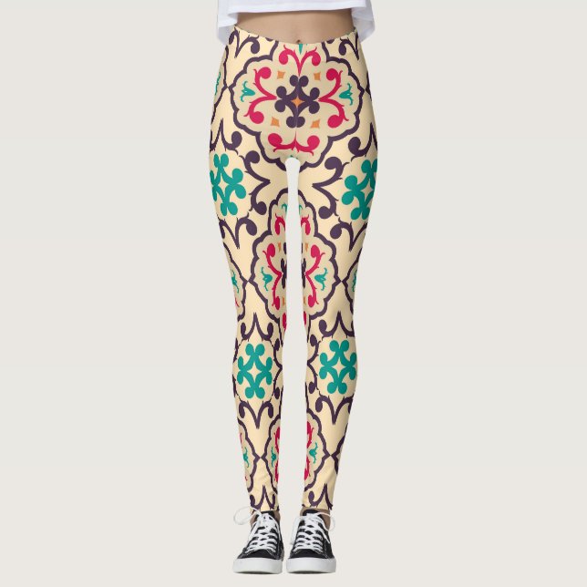 Retro pattern: wallpaper, textile design leggings (Front)