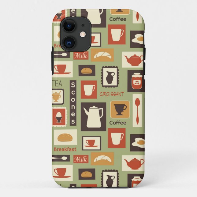 Retro pattern with kitchen dishes for breakfast Case-Mate iPhone case (Back)