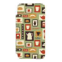 Retro pattern with kitchen dishes for breakfast