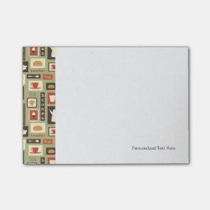 Retro pattern with kitchen dishes for breakfast post-it notes