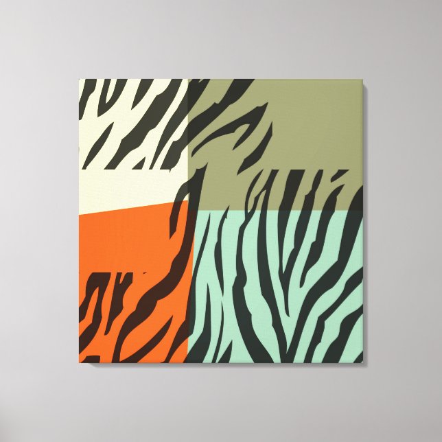 Retro Pattern Zebra Pop Art Wrapped Canvas (Front)