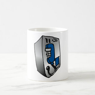 Retro Payphone Blue and Silver Public Telephone Coffee Mug