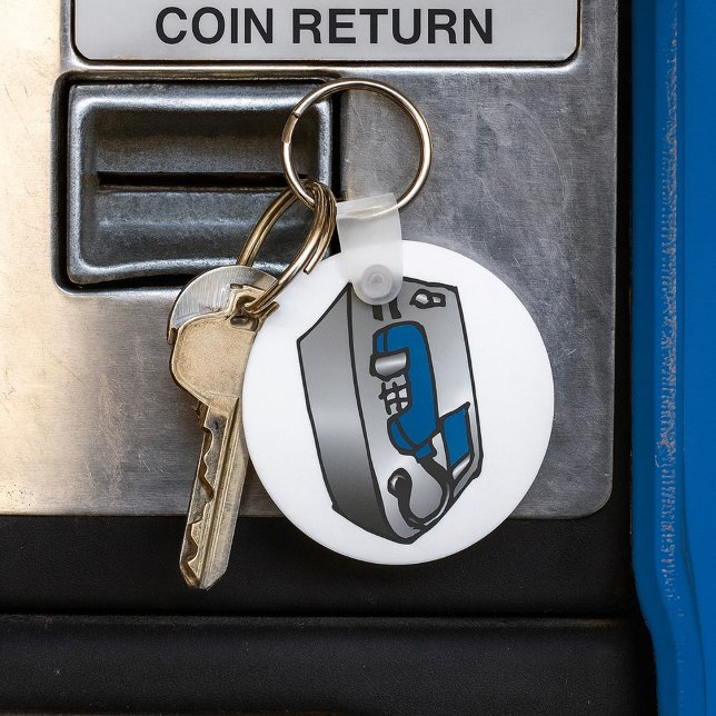 Retro Payphone Blue and Silver Public Telephone Key Ring (Creator Uploaded)
