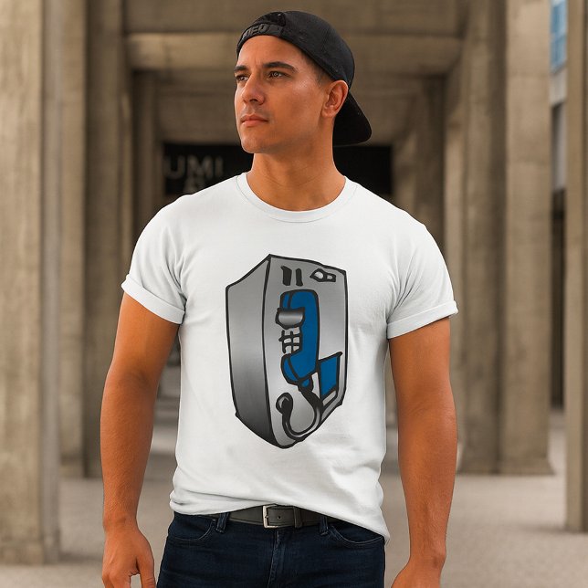 Retro Payphone Blue and Silver Public Telephone T-Shirt (Creator Uploaded)