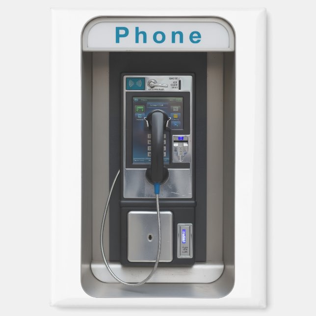 Retro Payphone Design, Vintage Telephone Booth Art Magnet (Front)