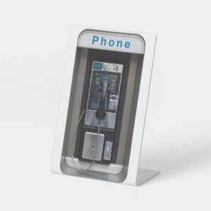 Retro Payphone Design, Vintage Telephone Booth Art Pedestal Sign