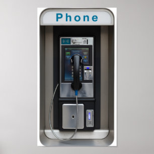 Retro Payphone Design, Vintage Telephone Booth Art Poster