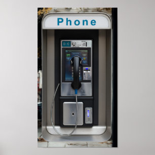 Retro Payphone Design, Vintage Telephone Booth Art Poster