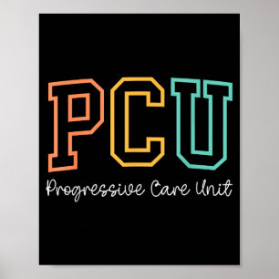 Retro Pcu Progressive Care Unit Rn Nurse Nursing W Poster