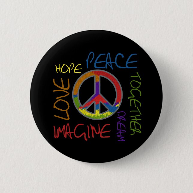 Retro Peace 6 Cm Round Badge (Front)