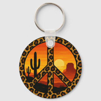 retro peace desert keychain