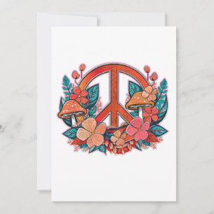 Retro Peace Floral Sign Invitation