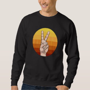 Retro Peace Hand Sign  Women Sunset Peace Love  1 Sweatshirt
