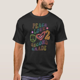 Retro PEACE LOVE 2ND GRADE Groovy Leopard Print SE T-Shirt
