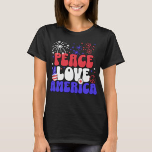 Retro Peace Love and America T-Shirt