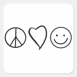 Retro Peace Love and Happiness Square Sticker