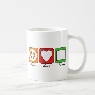 Retro Peace, Love, Books Mug