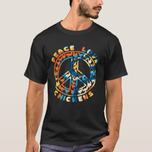 Retro Peace Love Chickens 60s 70s Vintage Farm Chi T-Shirt