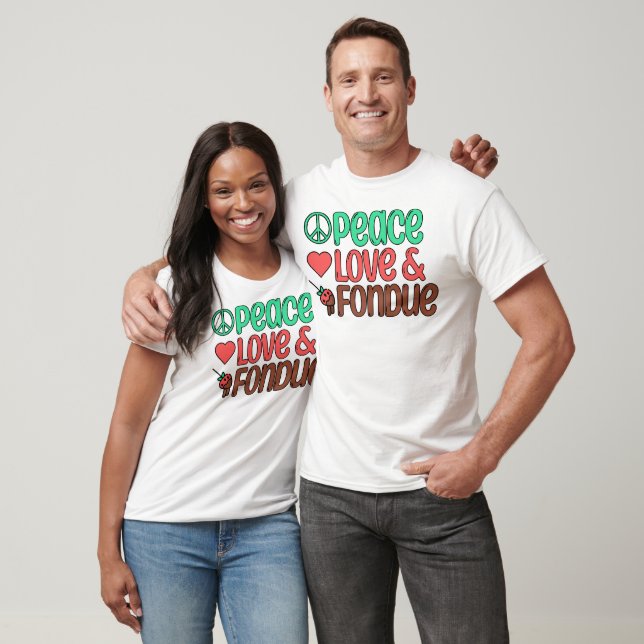 Retro Peace, Love, Chocolate Fondue T-Shirt (Unisex)